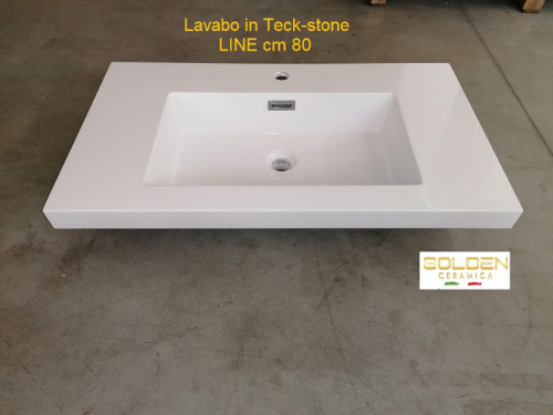 Lavabo in teck-stone LINE cm 80