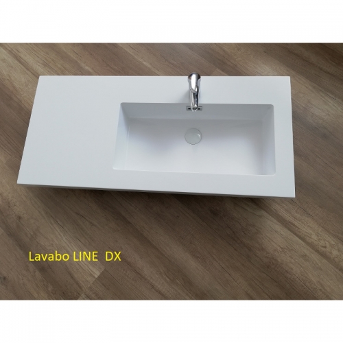 Lavabo in teck-stone LINE cm 100 vasca dx