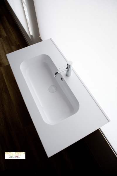 lavabo in teck-stone  IDEA 120 doppio vasca prof 46
